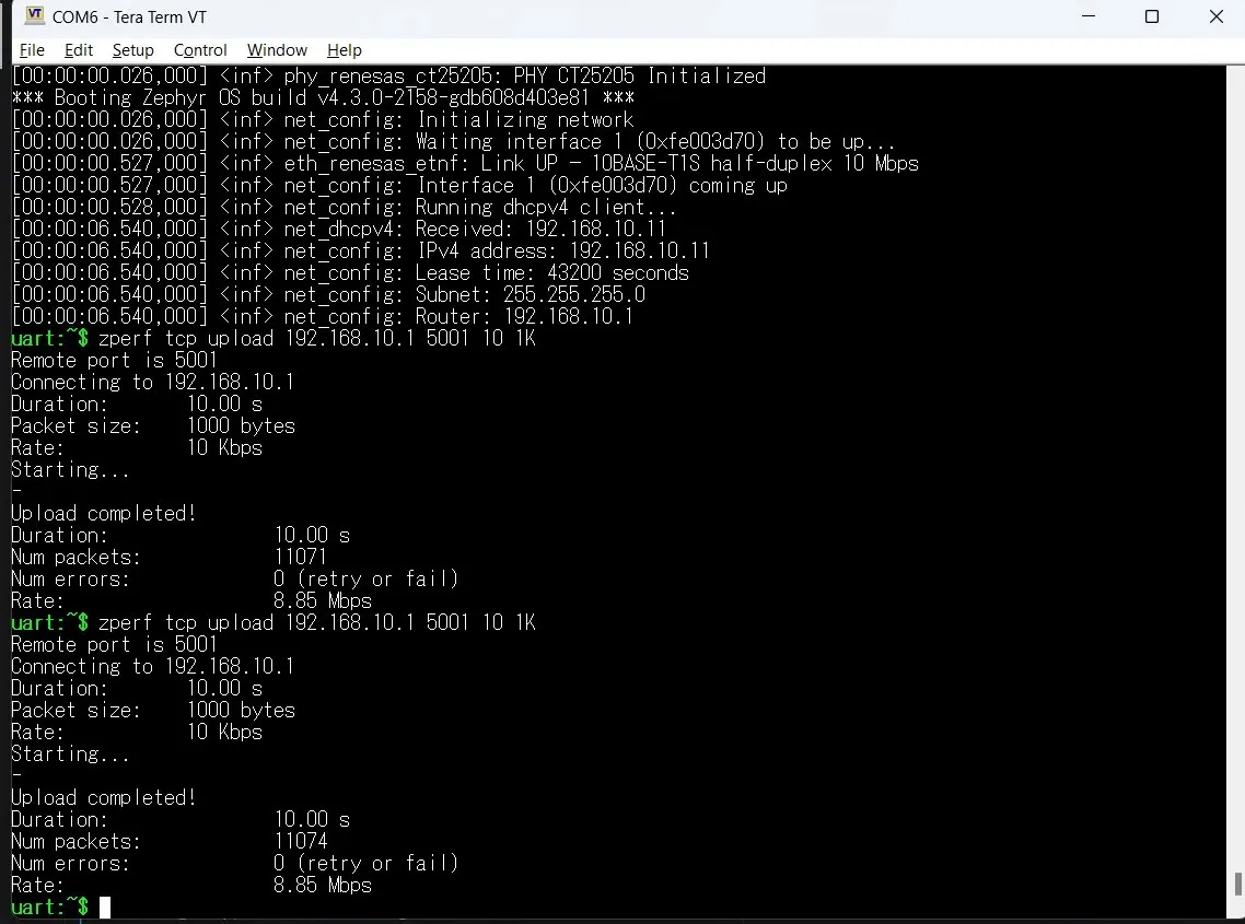 TCP Upload evidence
