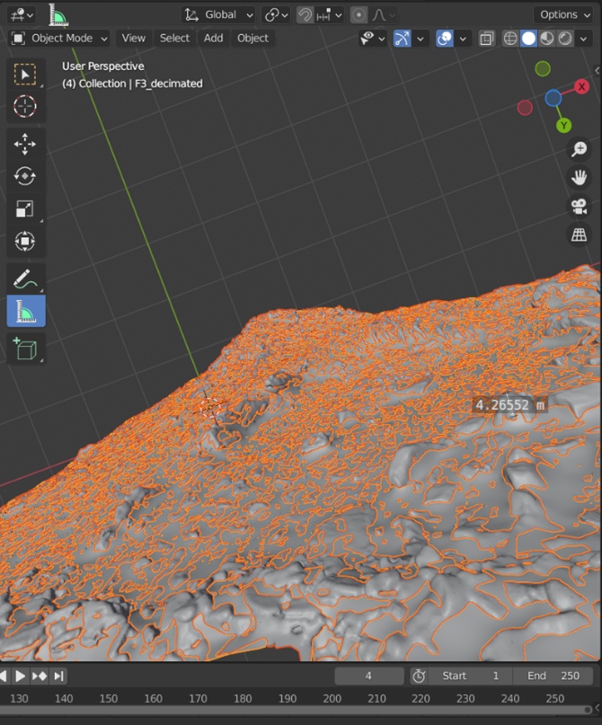 Measuring the difference between the decimated mesh and the high resolution mesh.