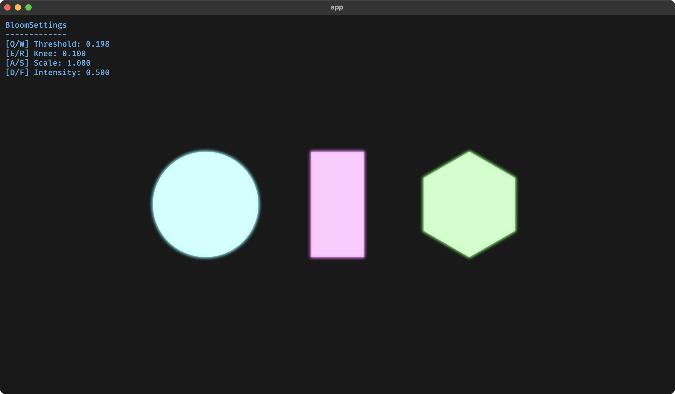 screenshot of some glowy 2d shapes