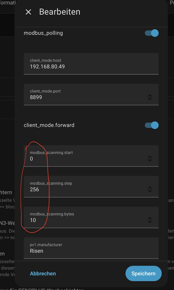 MODBUS scan config