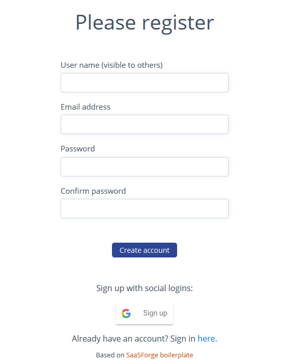 Social sign up with Google