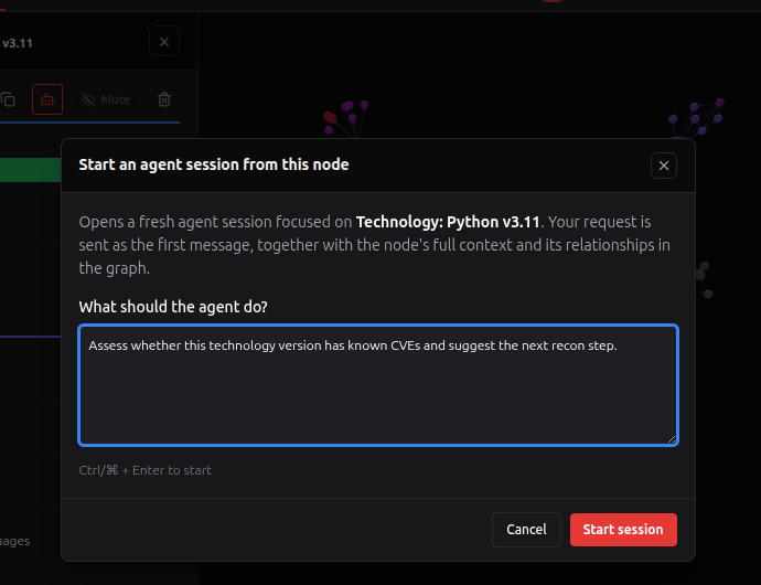 Ask agent modal