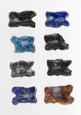 Group of eight knucklebones, 3rd-2nd century BCE, glass, Greece