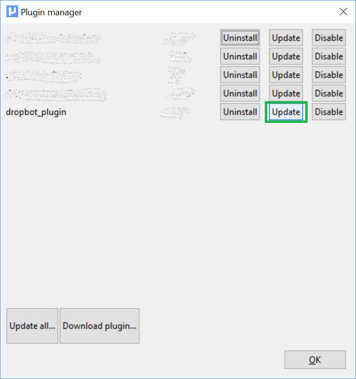 Manual plugin update