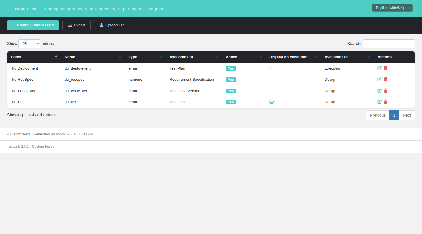 Custom Fields list with the new Available For (node type) column