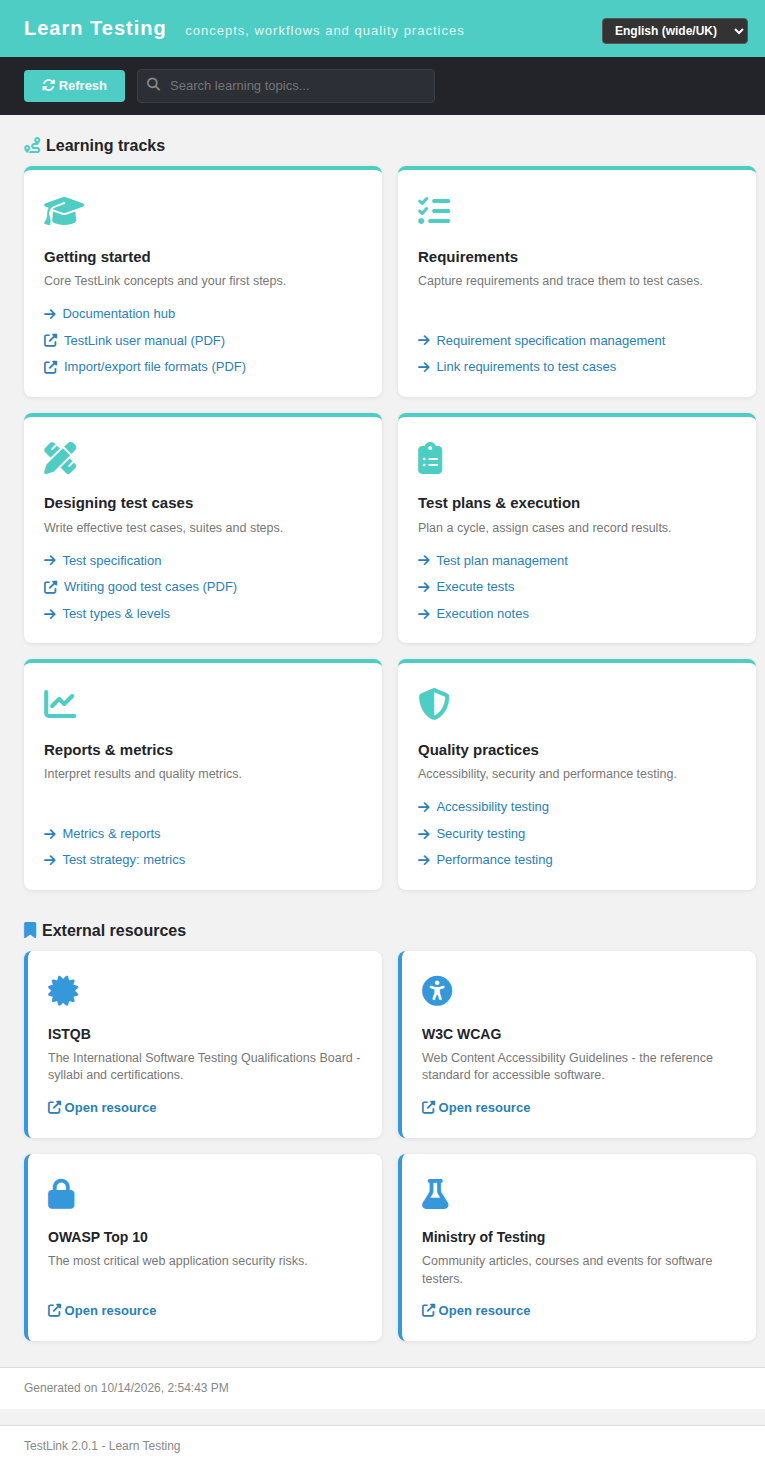 Learn Testing hub
