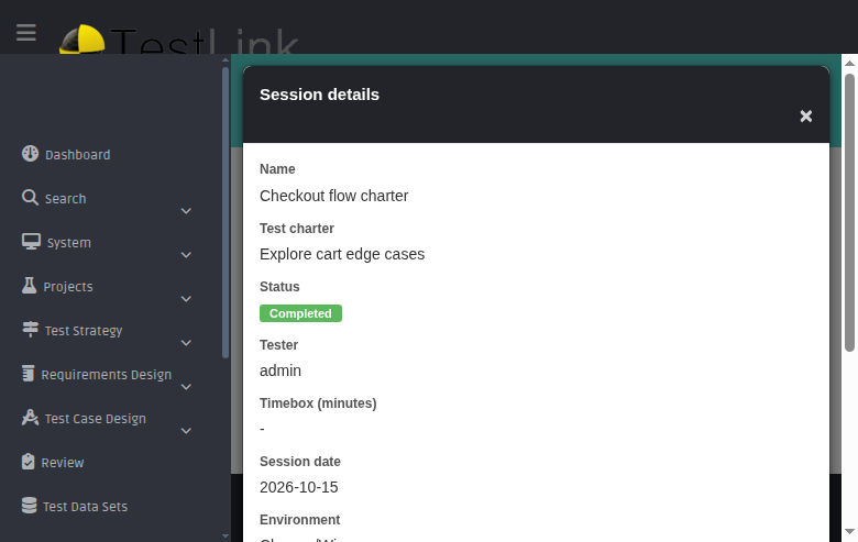 Session details modal