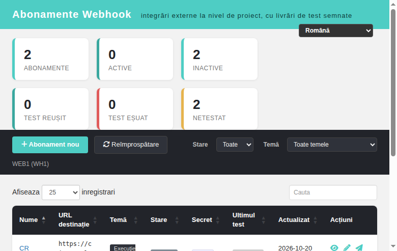 Webhook Subscriptions — normal state
