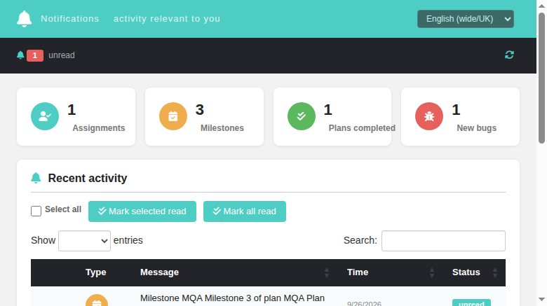 Notifications — live data (unread)