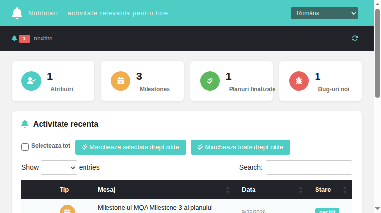 Notifications — Romanian locale