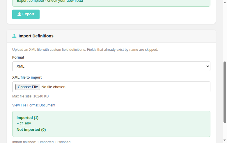 cfieldsExchange import result