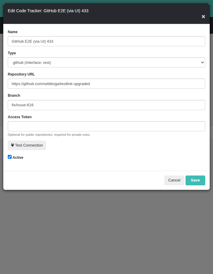 Codetracker GitHub — edit modal, câmpuri precompletate