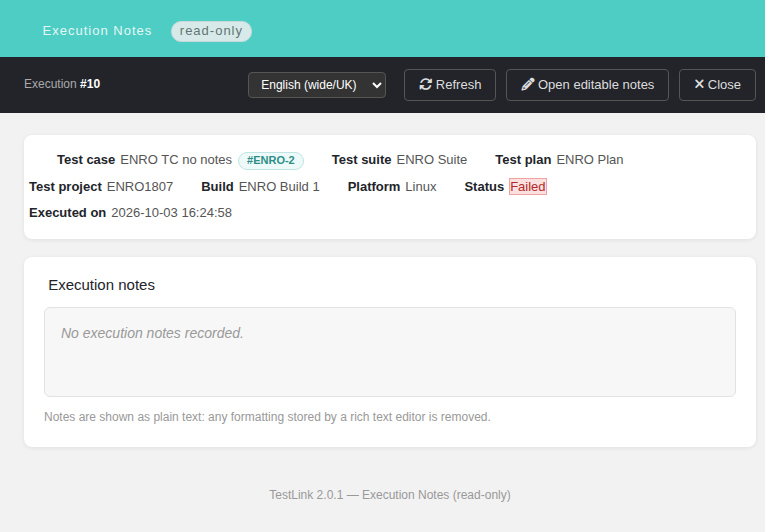 Execution Notes (read-only) — no notes recorded