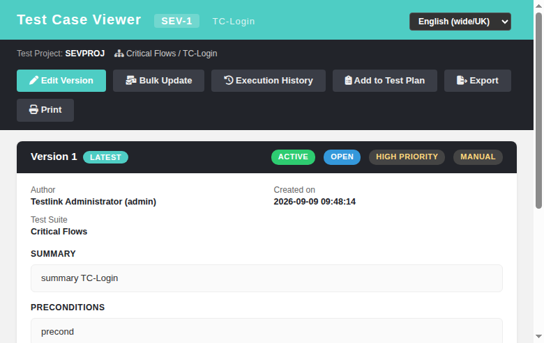 Importance badge on the Test Case Viewer