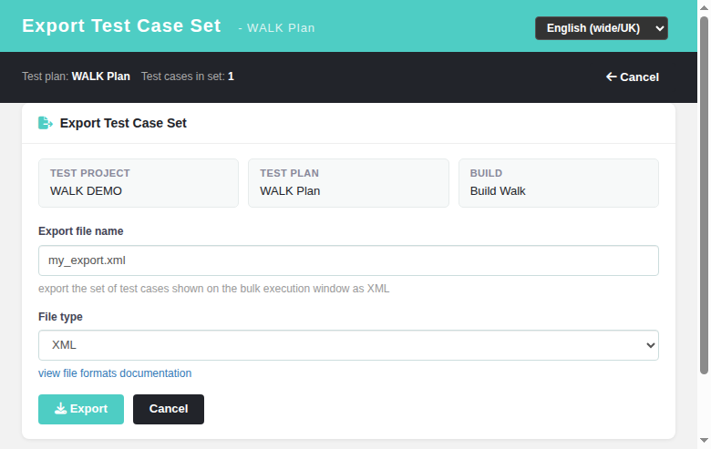 Execution Export with custom filename
