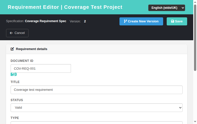 Edit mode — free numeric coverage input