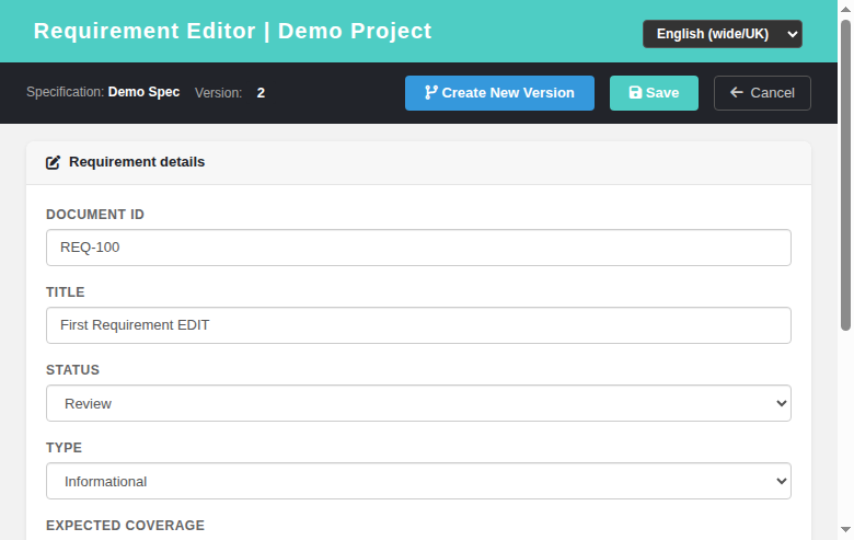 Requirement Editor