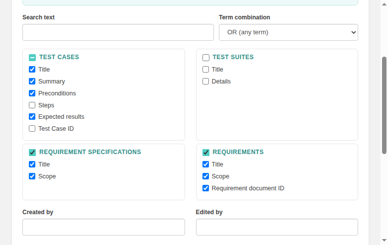Partial state: the Test Cases master shows the indeterminate state