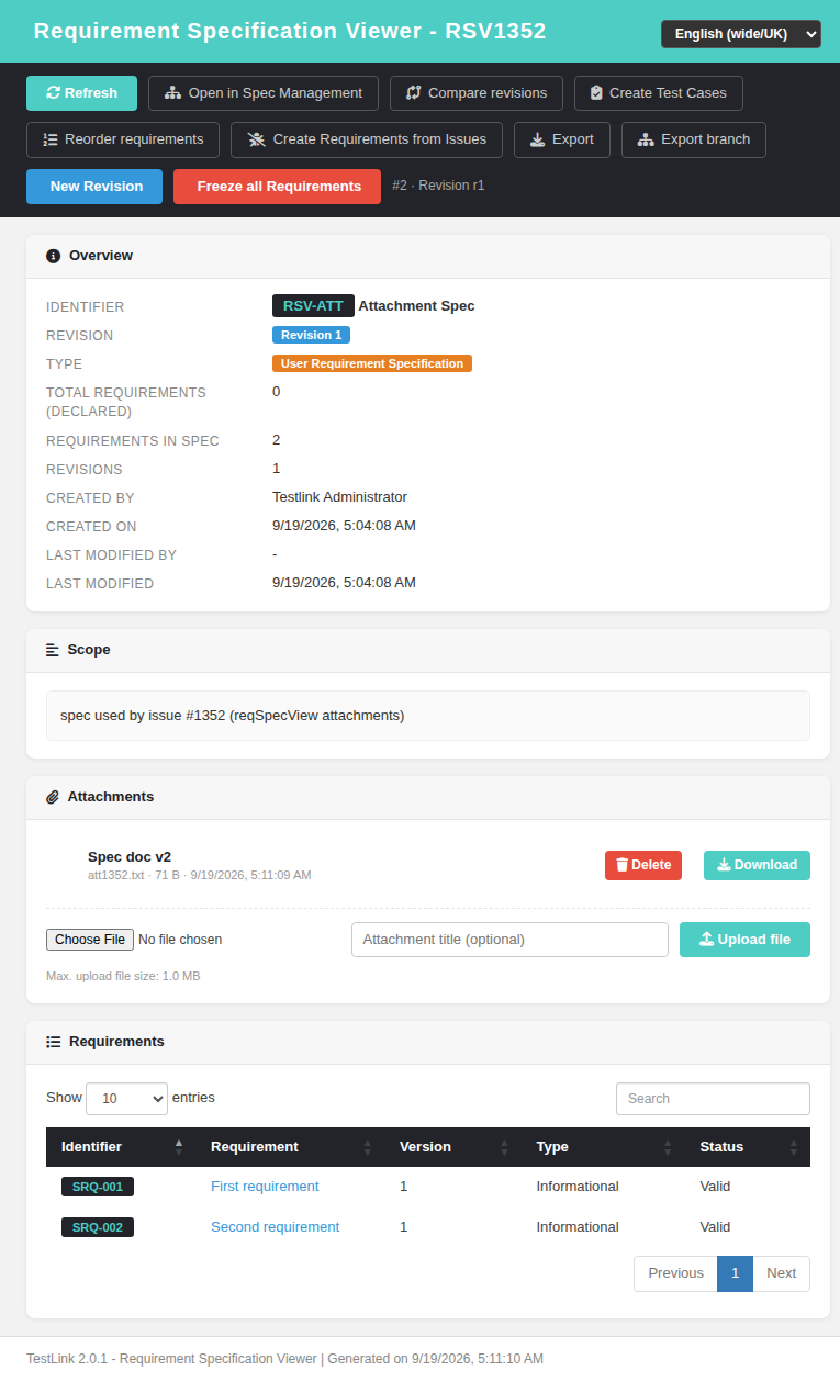 reqSpecView attachments manager UI