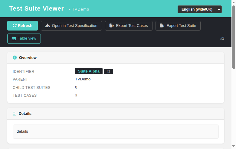 Test Suite Viewer — Test cases table view (issue #1371)