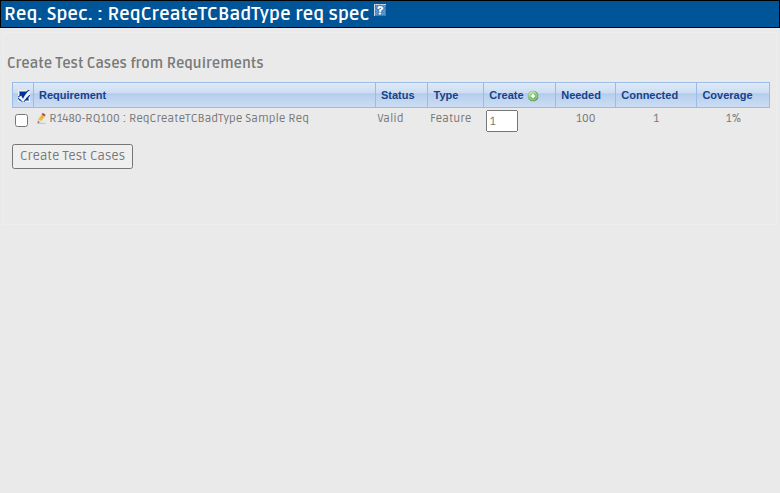 Create Test Cases from Requirements after fix