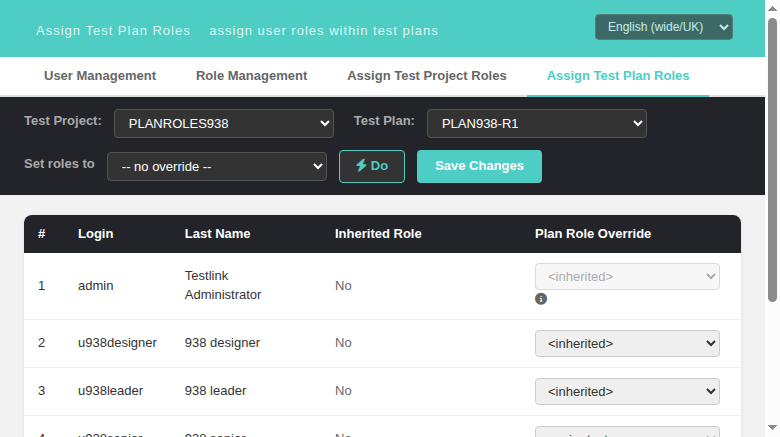 Assign Test Plan Roles — duplicate value-0 options (before fix)