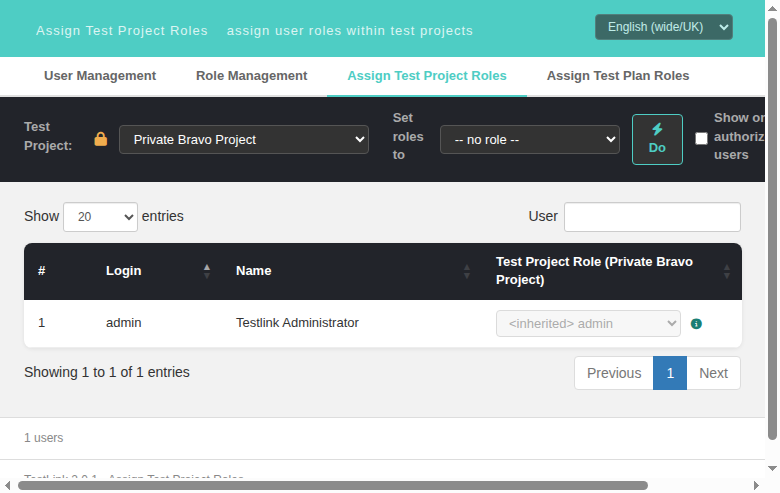 After the fix — amber lock next to the Test Project label, private project