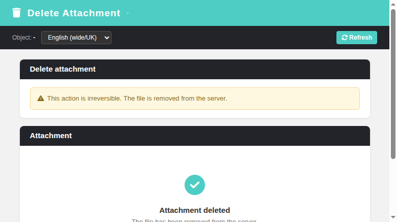 Attachment Delete, success state after the delete POST