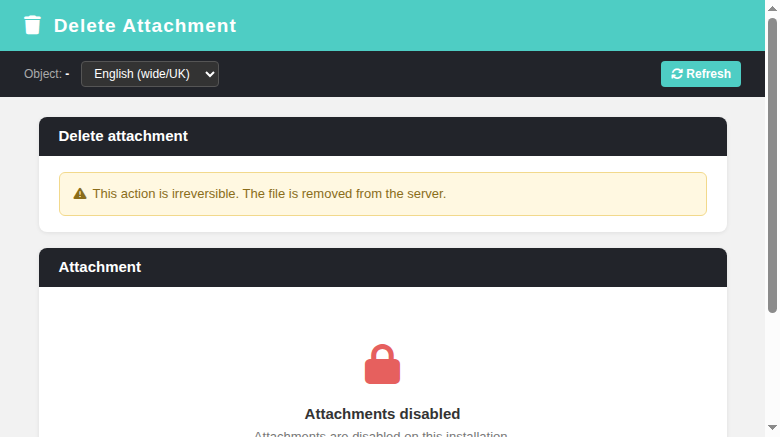 Attachment Delete, attachments disabled