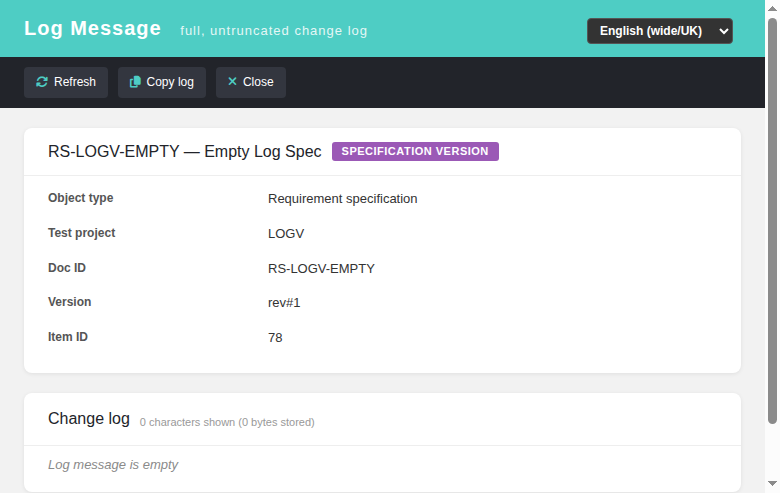 Log viewer, empty log state