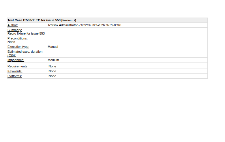 Single test case print view after fix - project has issue_tracker_enabled=1 with no tracker linked, renders clean with zero new Event Viewer entries