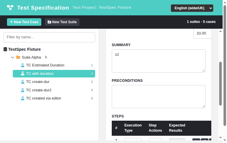 Editor — estimated execution duration input