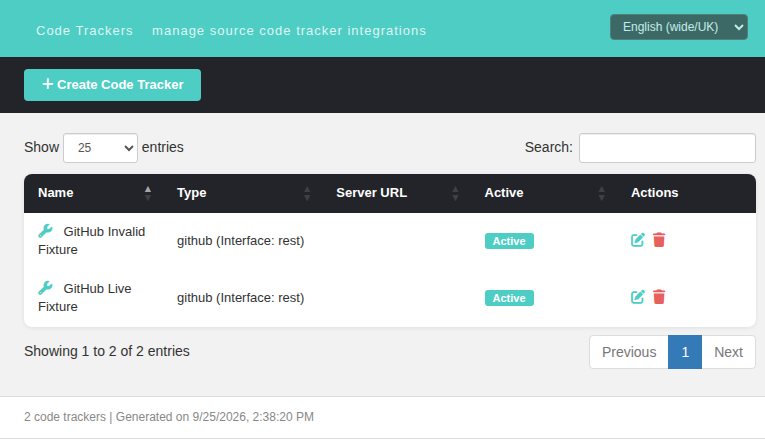 Manager Code Tracker list