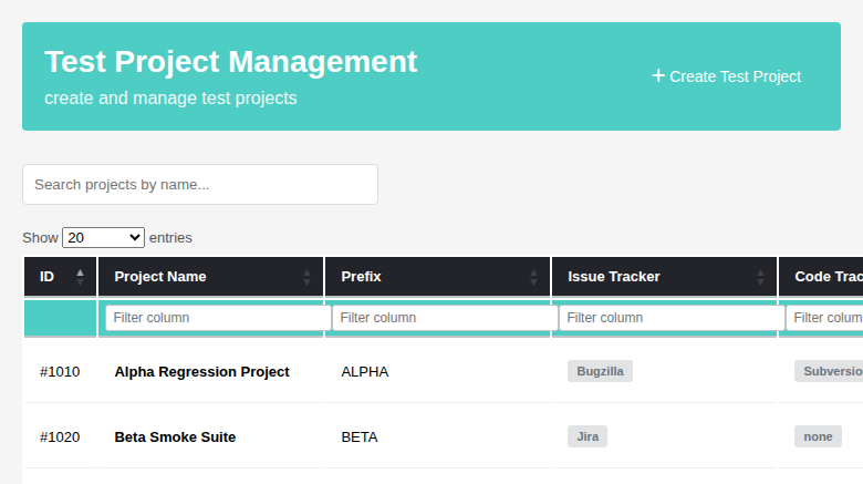 after: DataTables grid with per-column filters
