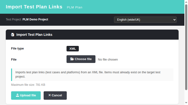 Test Plan Import normal state