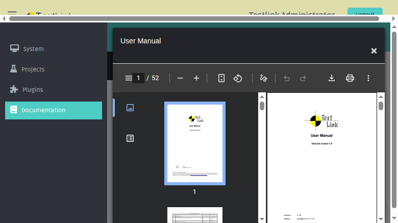 Documentation Hub — PDF modal viewer
