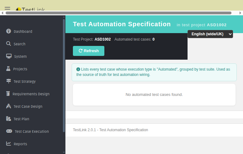 Test Automation Specification - empty state