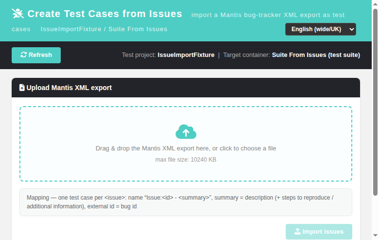 Create Test Cases from Issues - clean state with suite context
