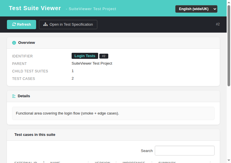 Test Suite Viewer — normal state