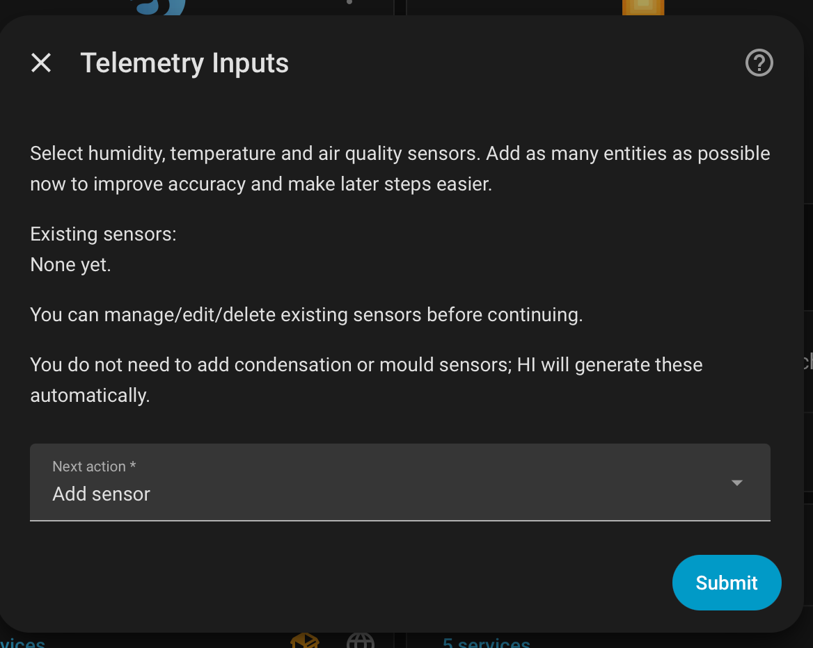 Telemetry inputs before sensors are added