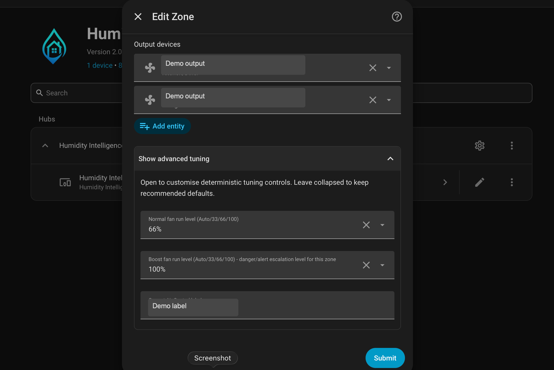 Zone advanced tuning options
