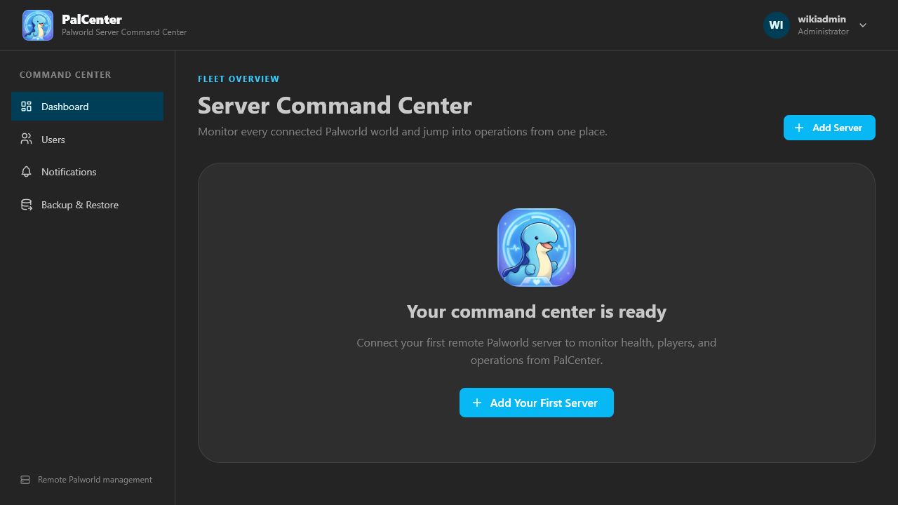 PalCenter v1.1.1 dashboard