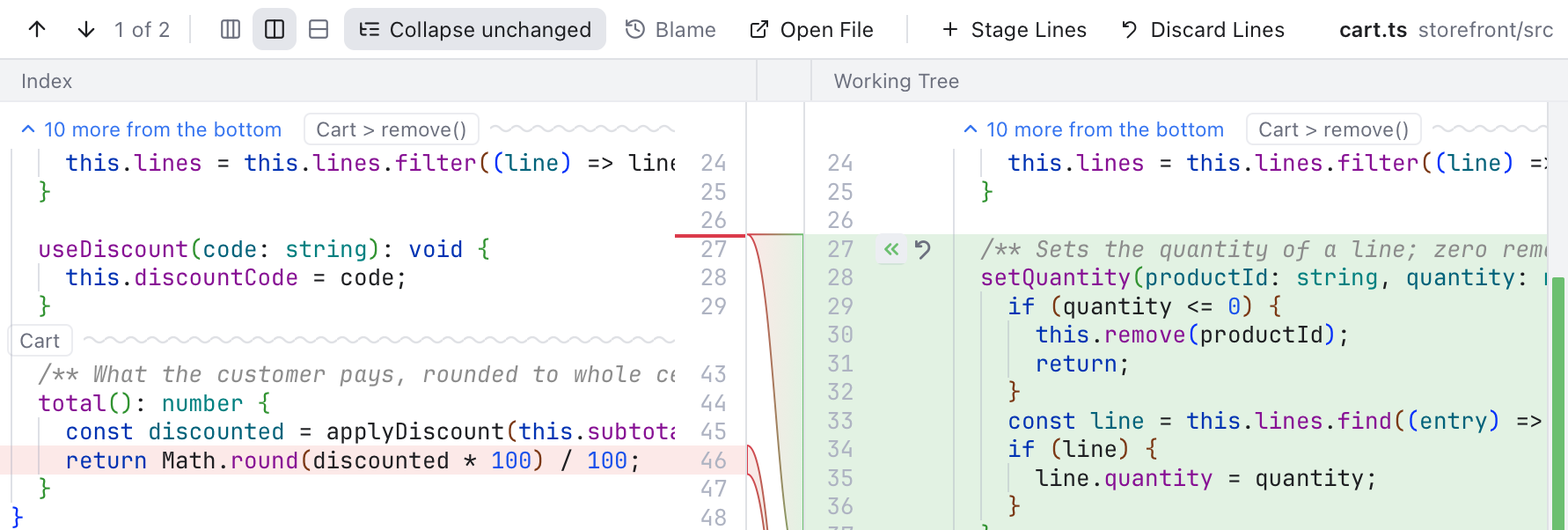 Staging one change