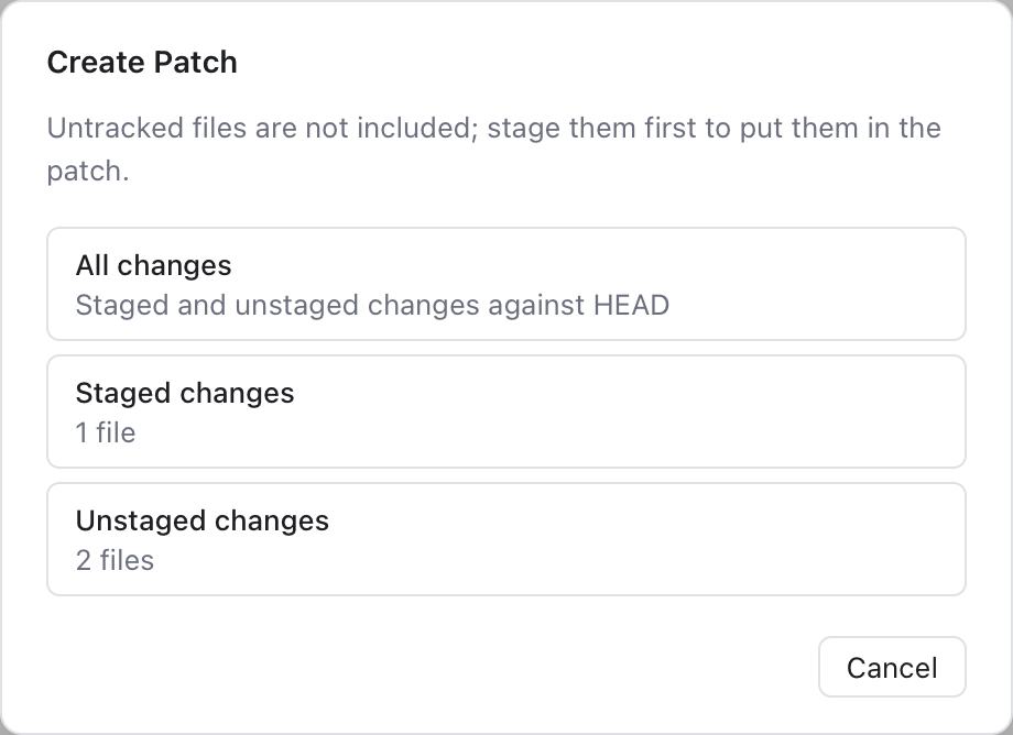 The Create Patch dialog