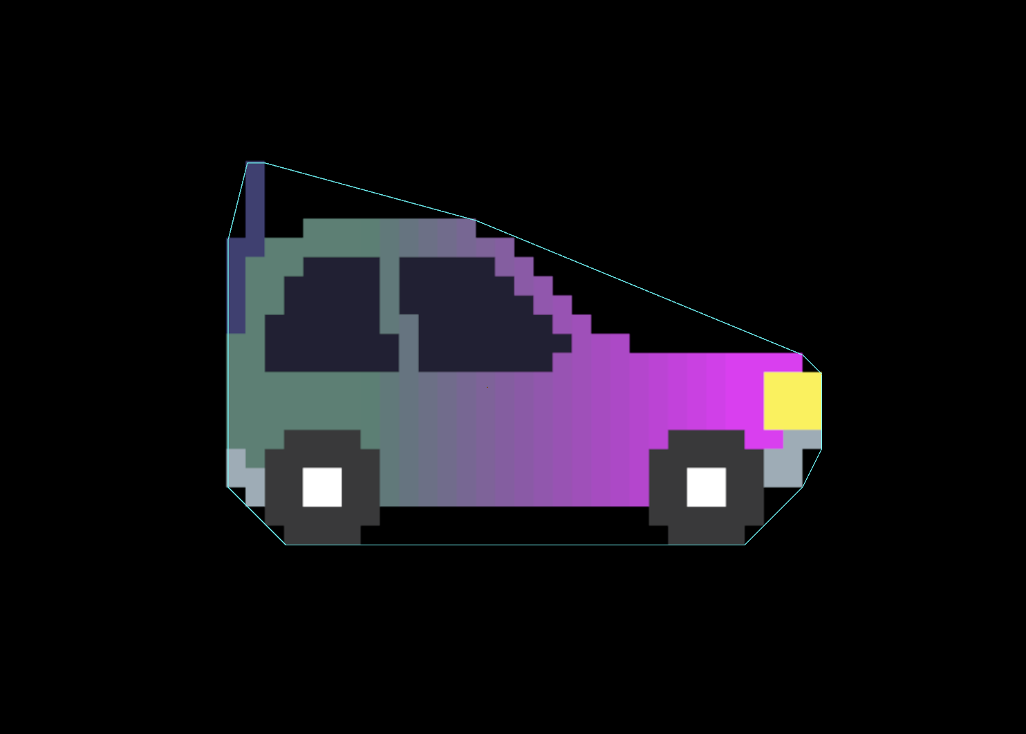 convex hull collider on an upside down car sprite