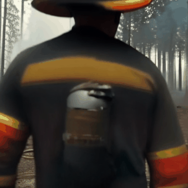 A_fireman_is_walking_through_the_burning_forest_captured_with_a_chest_transition_cinematic_shot_5236349.gif