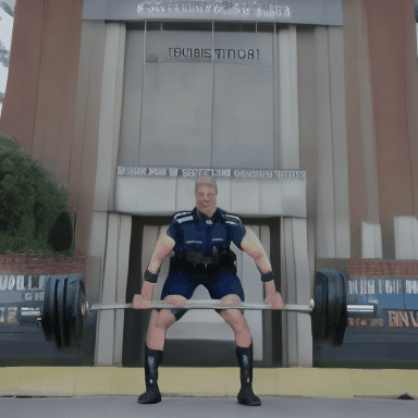 A_police_officer_is_lifting_weights_in_front_of_the_police_station_6804745.gif