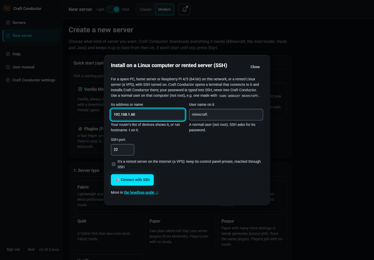 Install on a Linux computer or rented server (SSH)