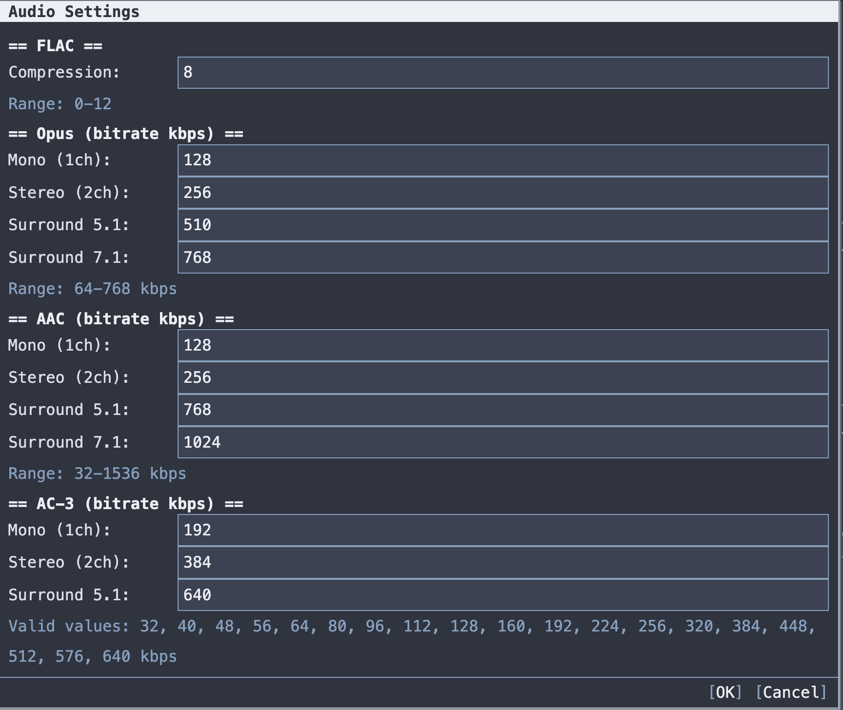 Audio Settings