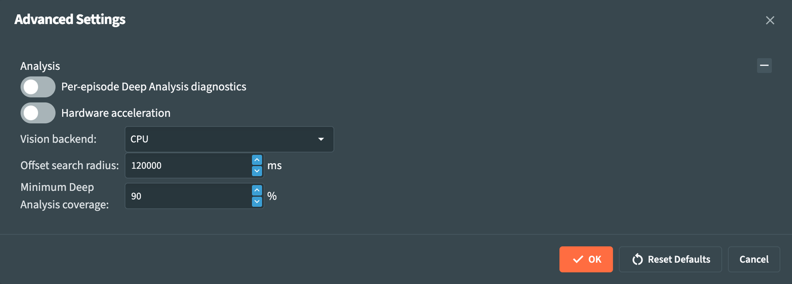 Advanced settings